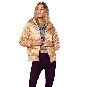 Rose colored puffer/bomber jacket.